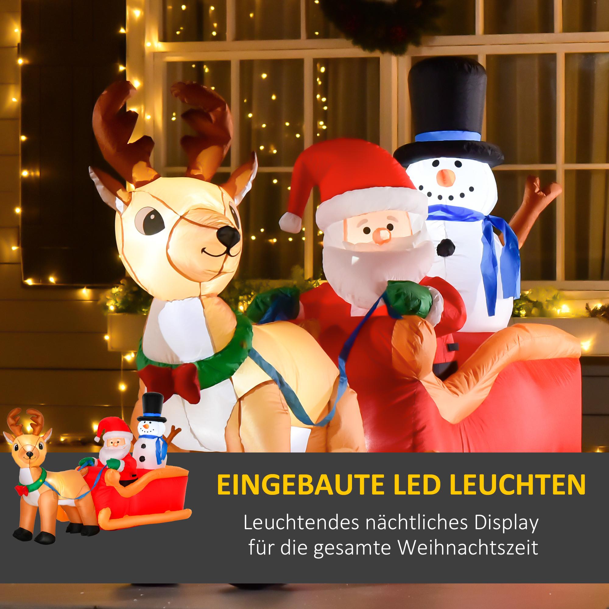 HOMCOM Aufblasbarer Weihnachtsmann auf Schlitte  