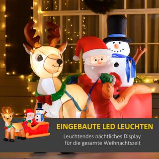 HOMCOM Aufblasbarer Weihnachtsmann auf Schlitte  