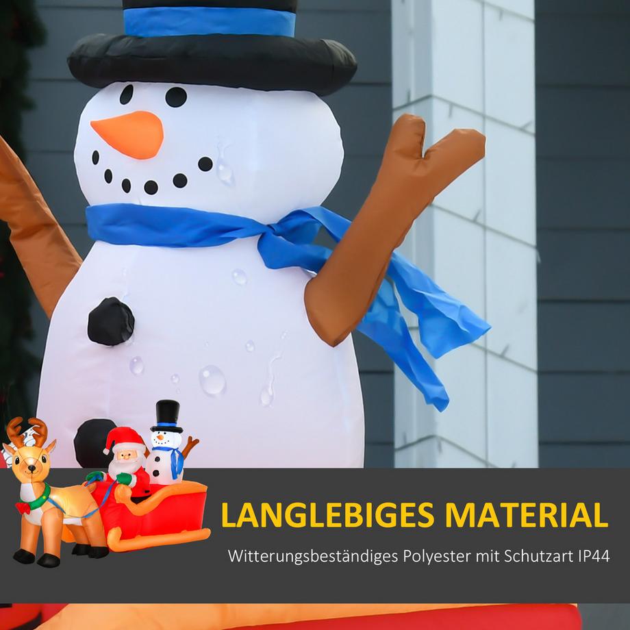 HOMCOM Aufblasbarer Weihnachtsmann auf Schlitte  
