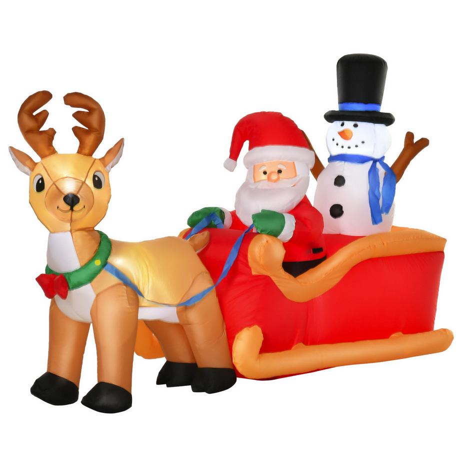 Aufblasbarer Weihnachtsmann auf Schlitte