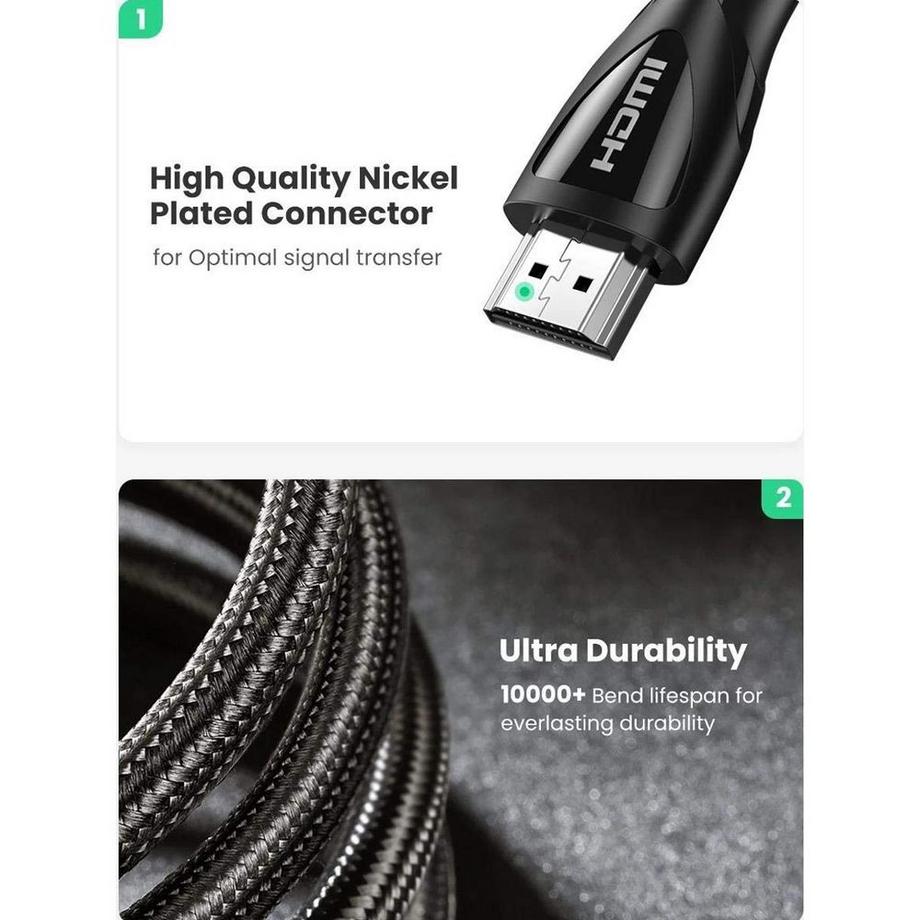 UGREEN  Câble Ugreen HDMI 2.1, 8K 60 Hz, 1,5 m - Noir 