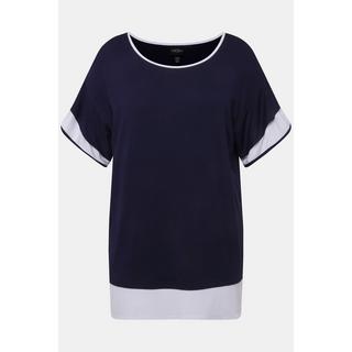 Ulla Popken  T-shirt dal taglio oversize con scollo a girocollo e mezze maniche con volant 