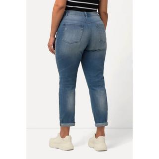 Ulla Popken  Boyfriend jeans con effetto sdrucito e cintura comoda 