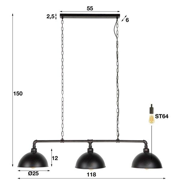 mutoni Suspension 3L abat-jour hémisphérique - tube industriel / Noir  