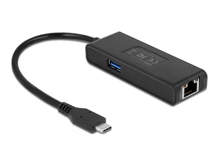 DeLock  USB Type-C™ Adapter zu 2,5 Gigabit LAN mit USB Typ-A Buchse 