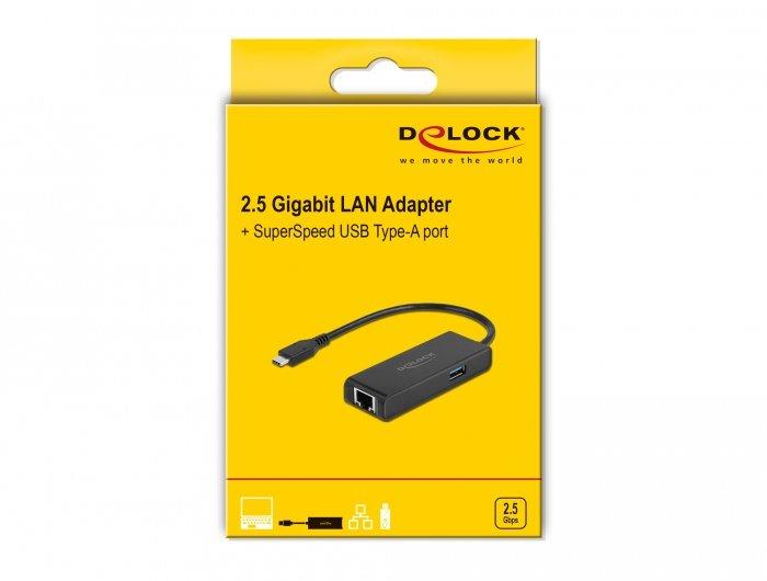 DeLock  USB Type-C™ Adapter zu 2,5 Gigabit LAN mit USB Typ-A Buchse 