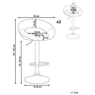 Beliani Lot de 2 tabourets de bar en Cuir PU Moderne PEORIA  