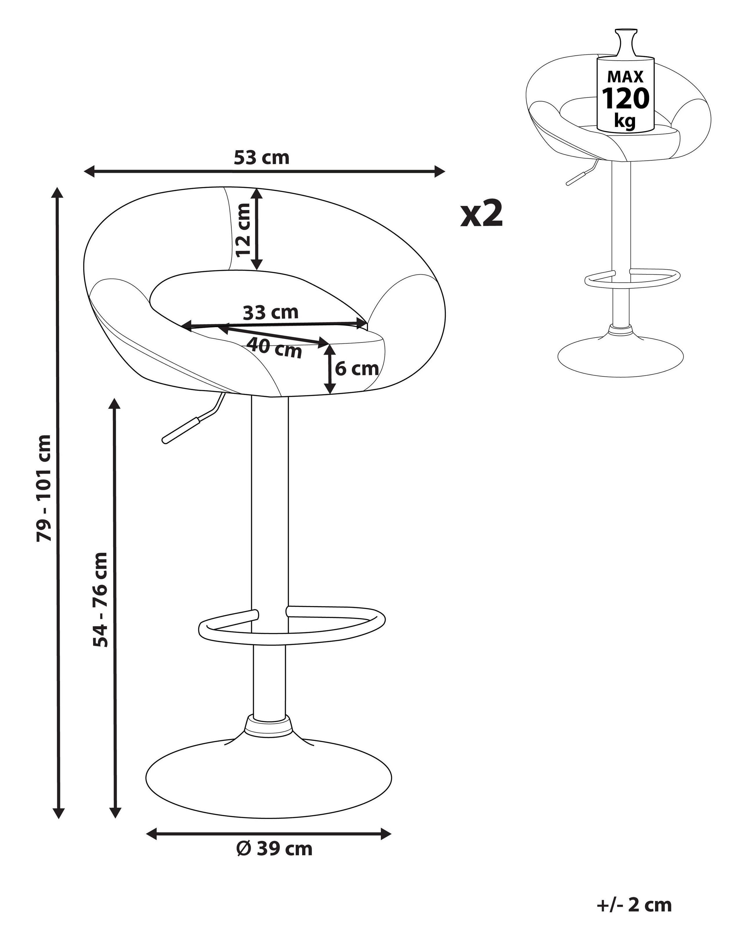 Beliani Lot de 2 chaises de bar en Cuir PU Rétro PEORIA  