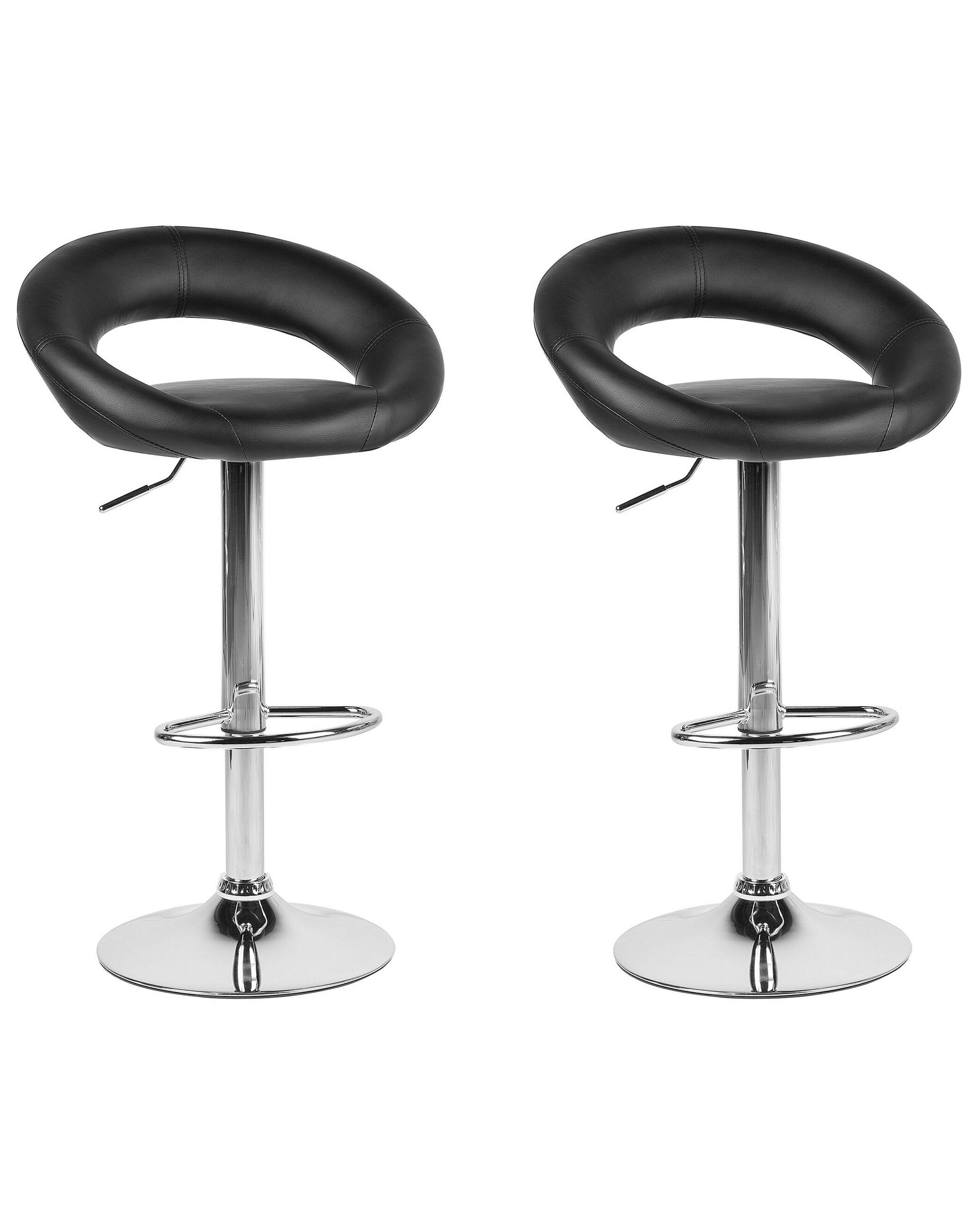 Beliani Lot de 2 chaises de bar en Cuir PU Rétro PEORIA  