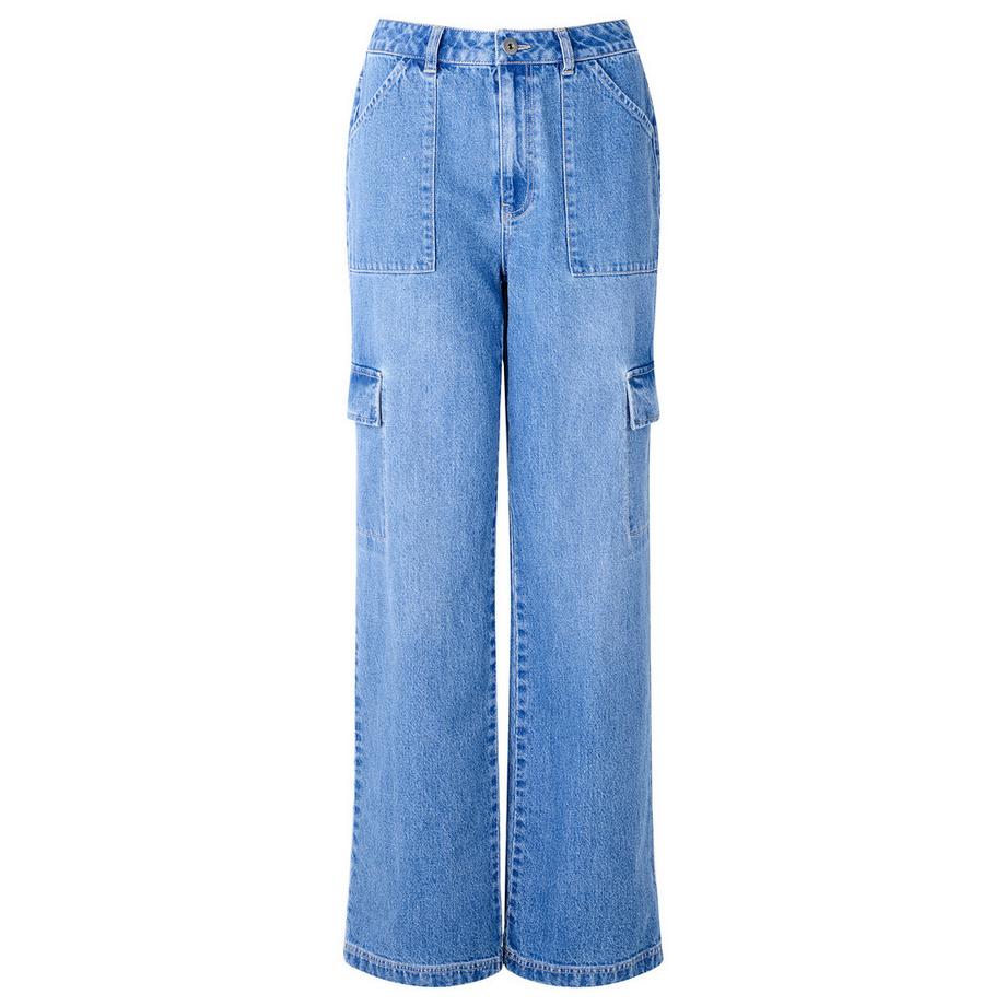 Cargo-Jeans mit hoher Taille
