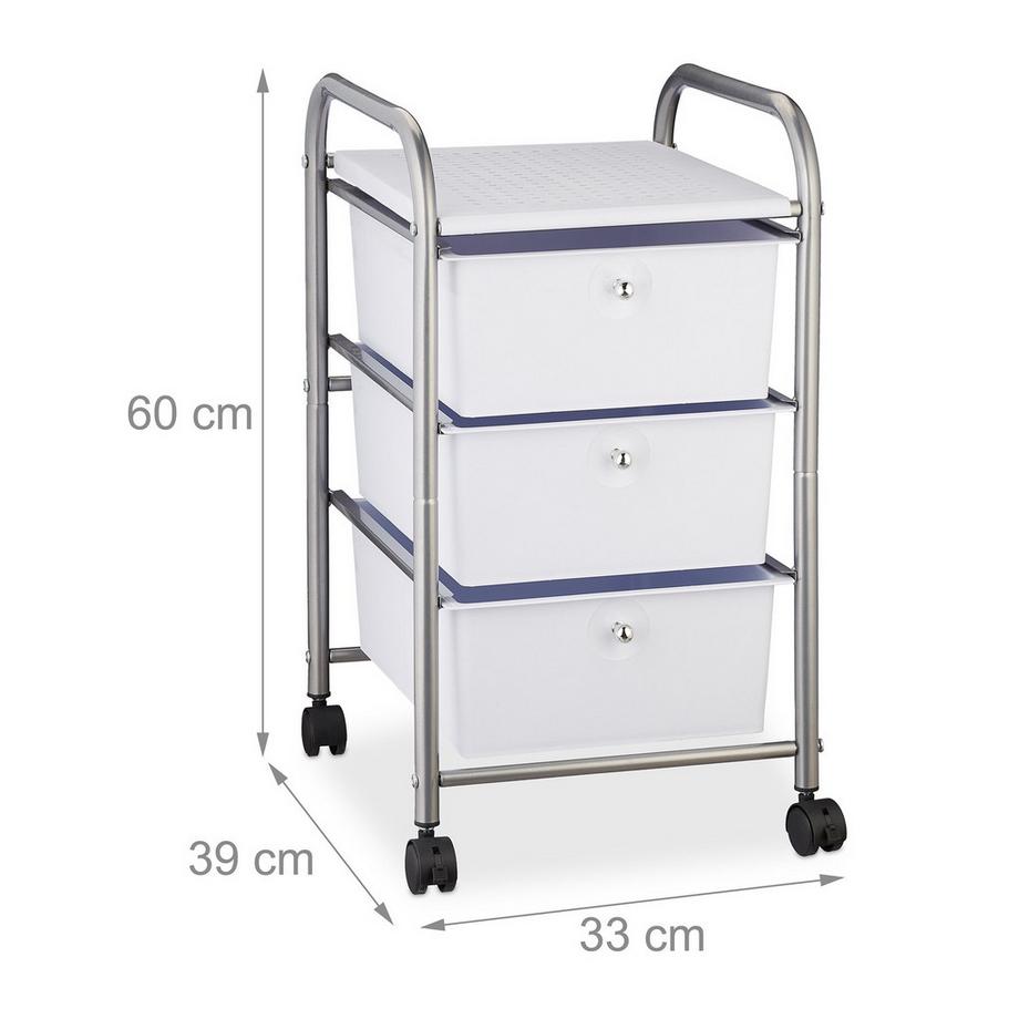 Northix Chariot de salle de bain avec 3 tiroirs  