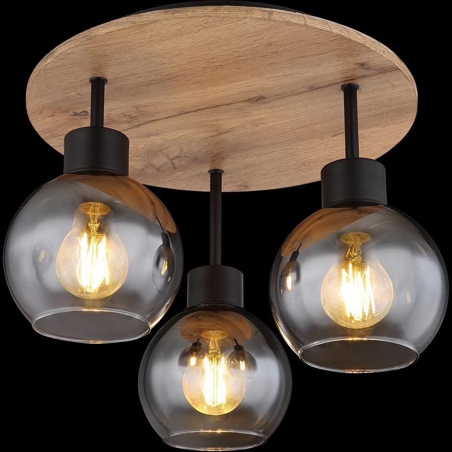 mutoni Plafonnier Moitas métal noir mat 3xE27  