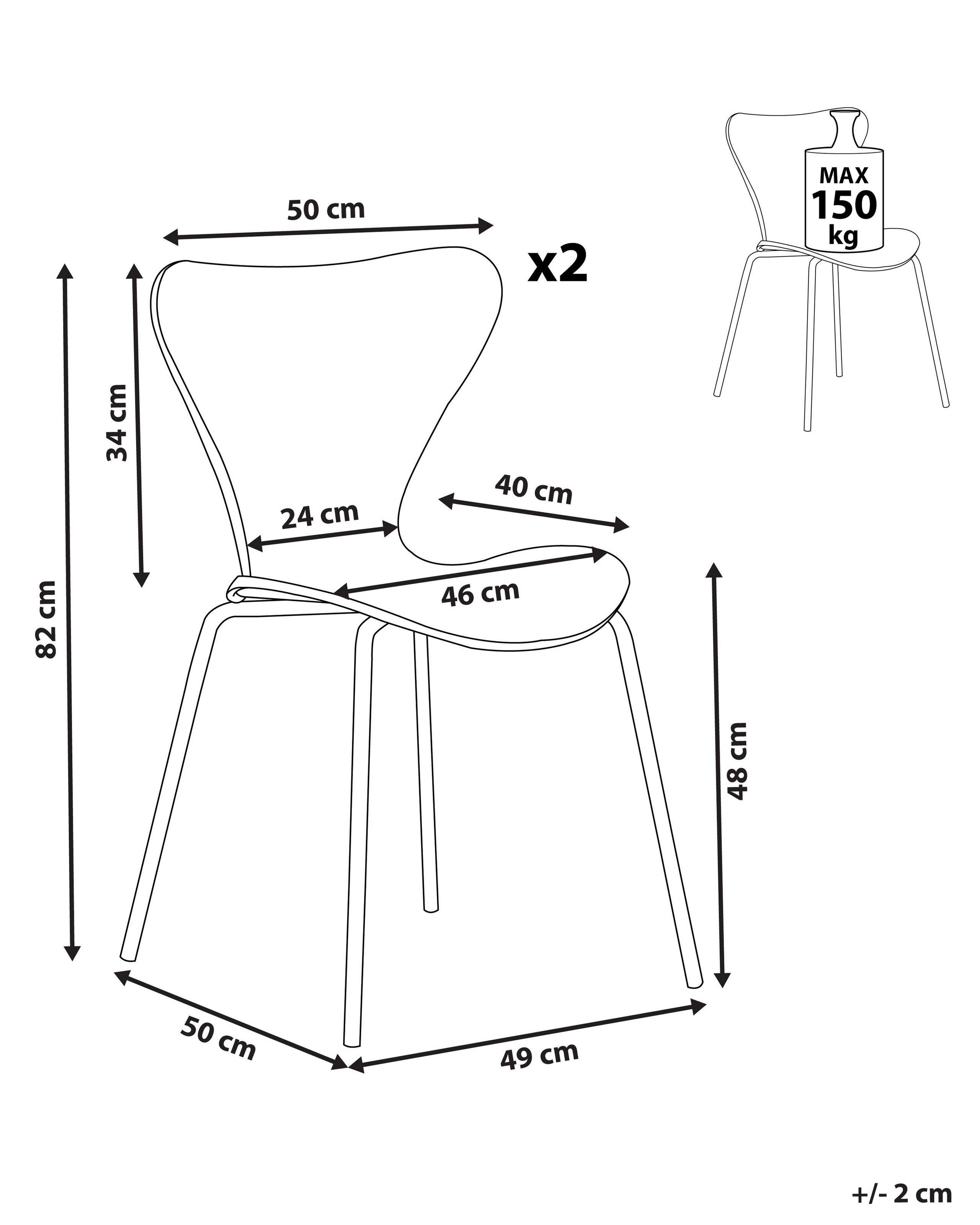 Beliani Esszimmerstuhl 2er Set aus Samtstoff Skandinavisch BOONVILLE  