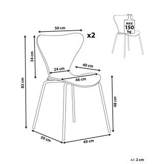 Beliani Esszimmerstuhl 2er Set aus Samtstoff Skandinavisch BOONVILLE  