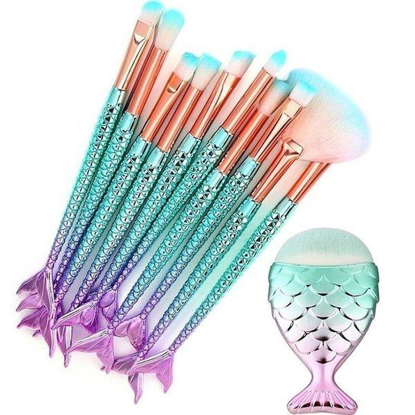 Image of Make-up Pinsel Set, 11 Pinsel - Mermaid Unisex Blau ONE SIZE