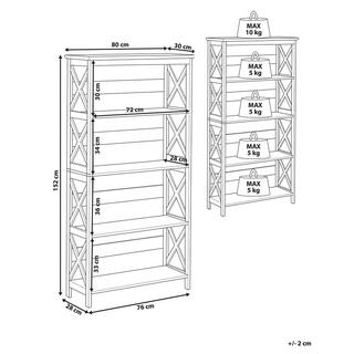 Beliani Bücherregal mit 4 Fächern aus MDF-Platte Rustikal FOSTER  