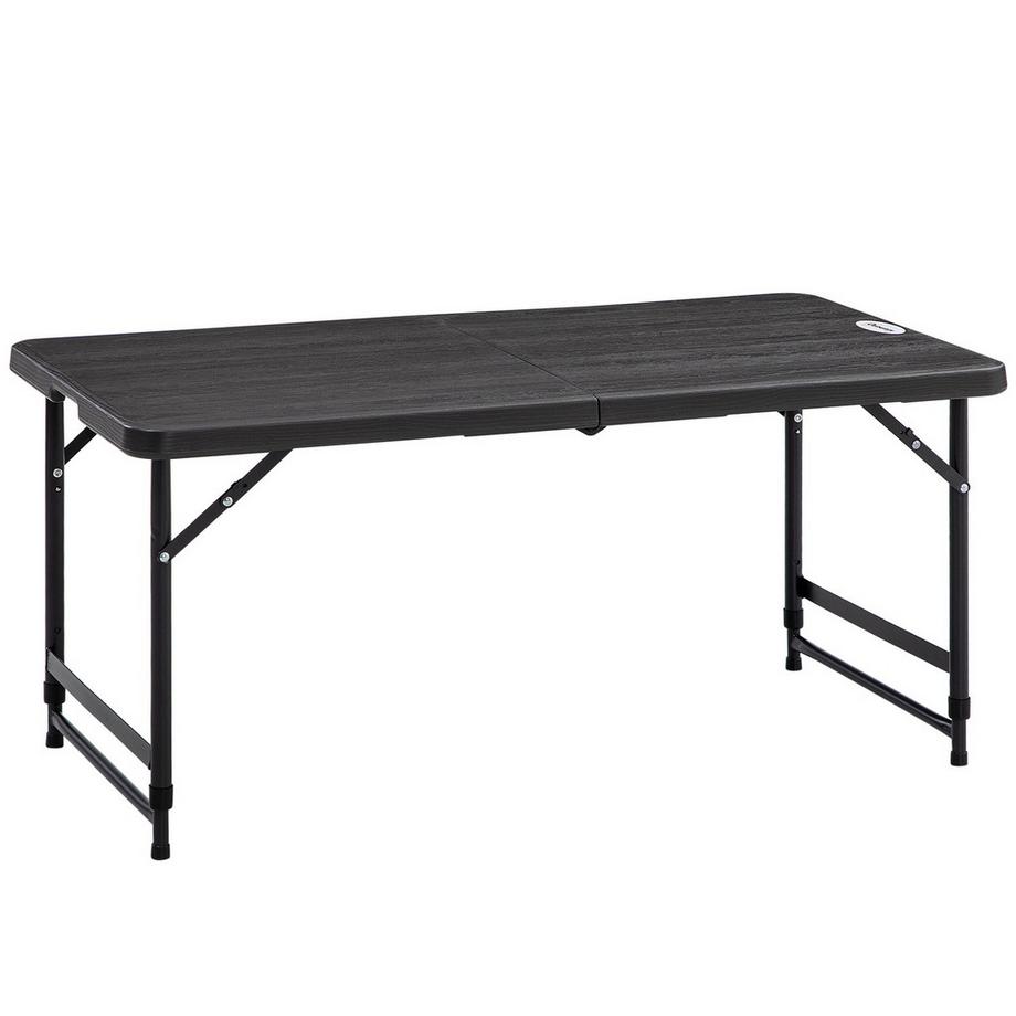 Gartentisch, Höhenverstellbarer Klapptisch, Terrassentisch Für 4 Personen, Buffettisch Mit Stahlgestell, 118 X 60 X 74 Cm, Dunkelgrau
