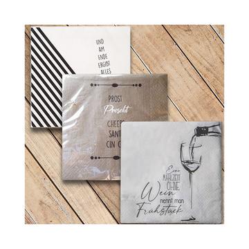 Servietten-Set Proscht Gin & Wein