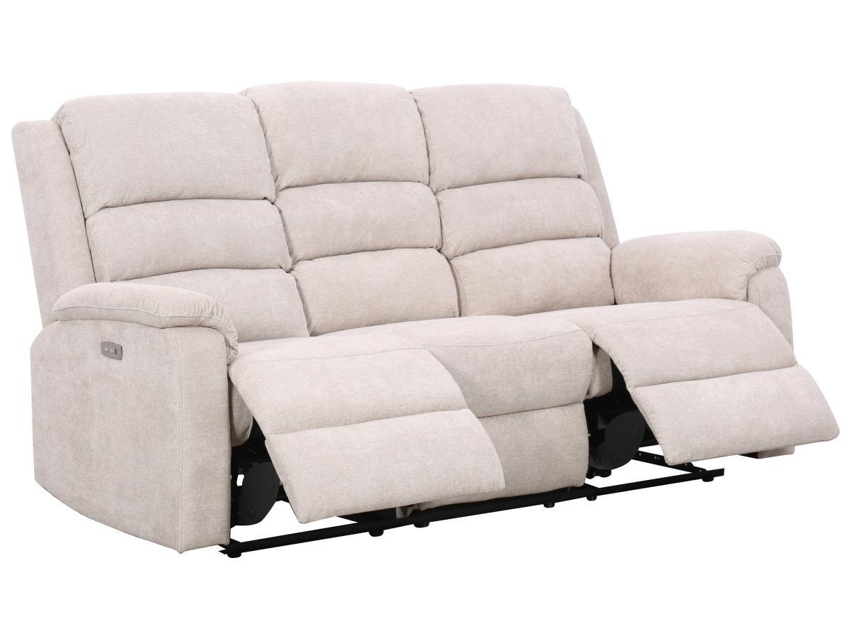 Vente-unique Relaxsofa elektrisch 3-Sitzer - Stoff - Beige - NEVERS  