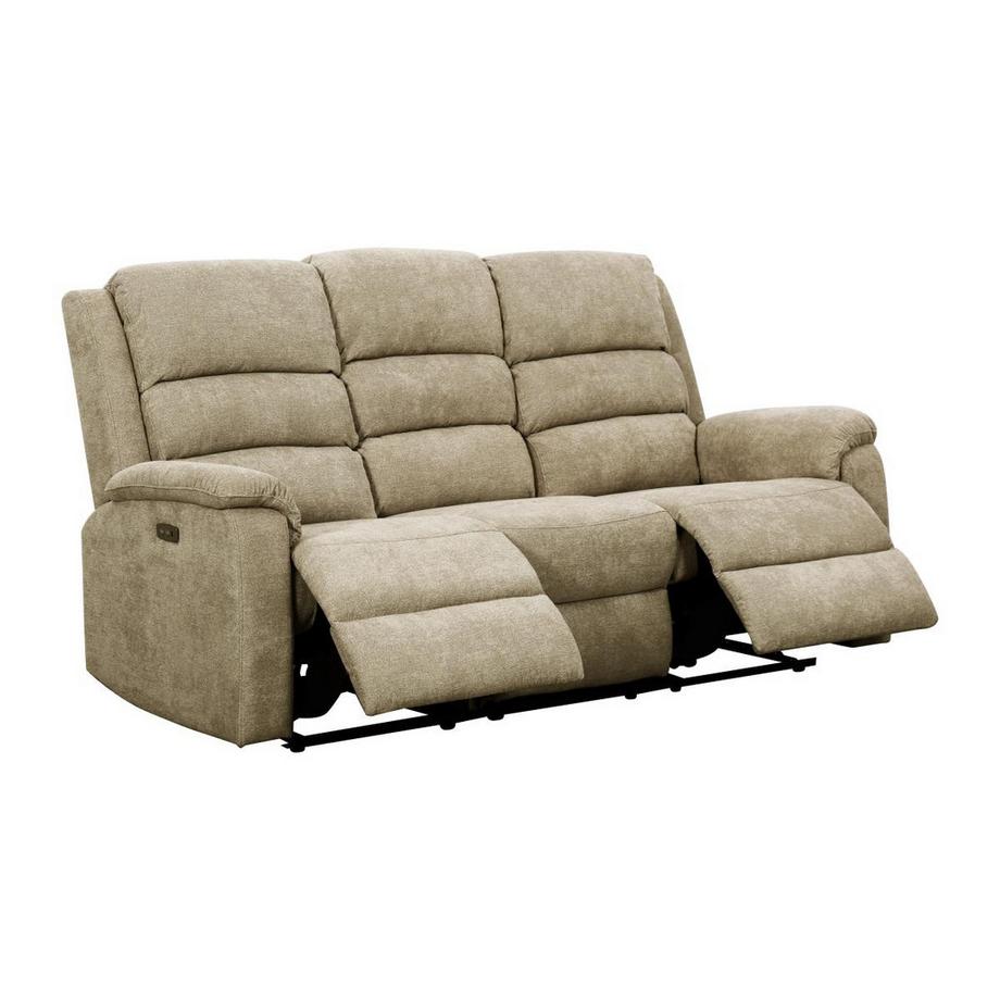 Vente-unique Relaxsofa elektrisch 3-Sitzer - Stoff - Beige - NEVERS  