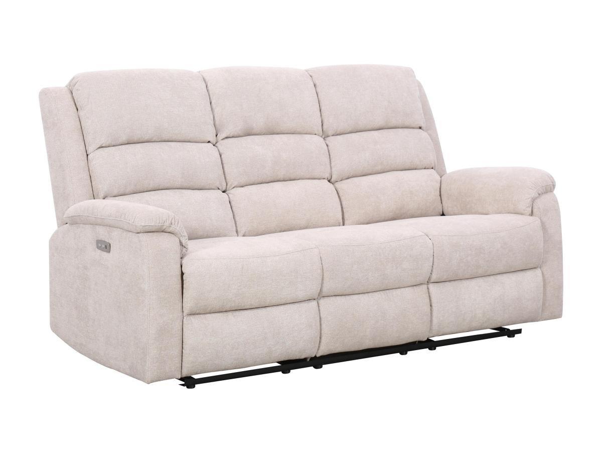 Vente-unique Relaxsofa elektrisch 3-Sitzer - Stoff - Beige - NEVERS  