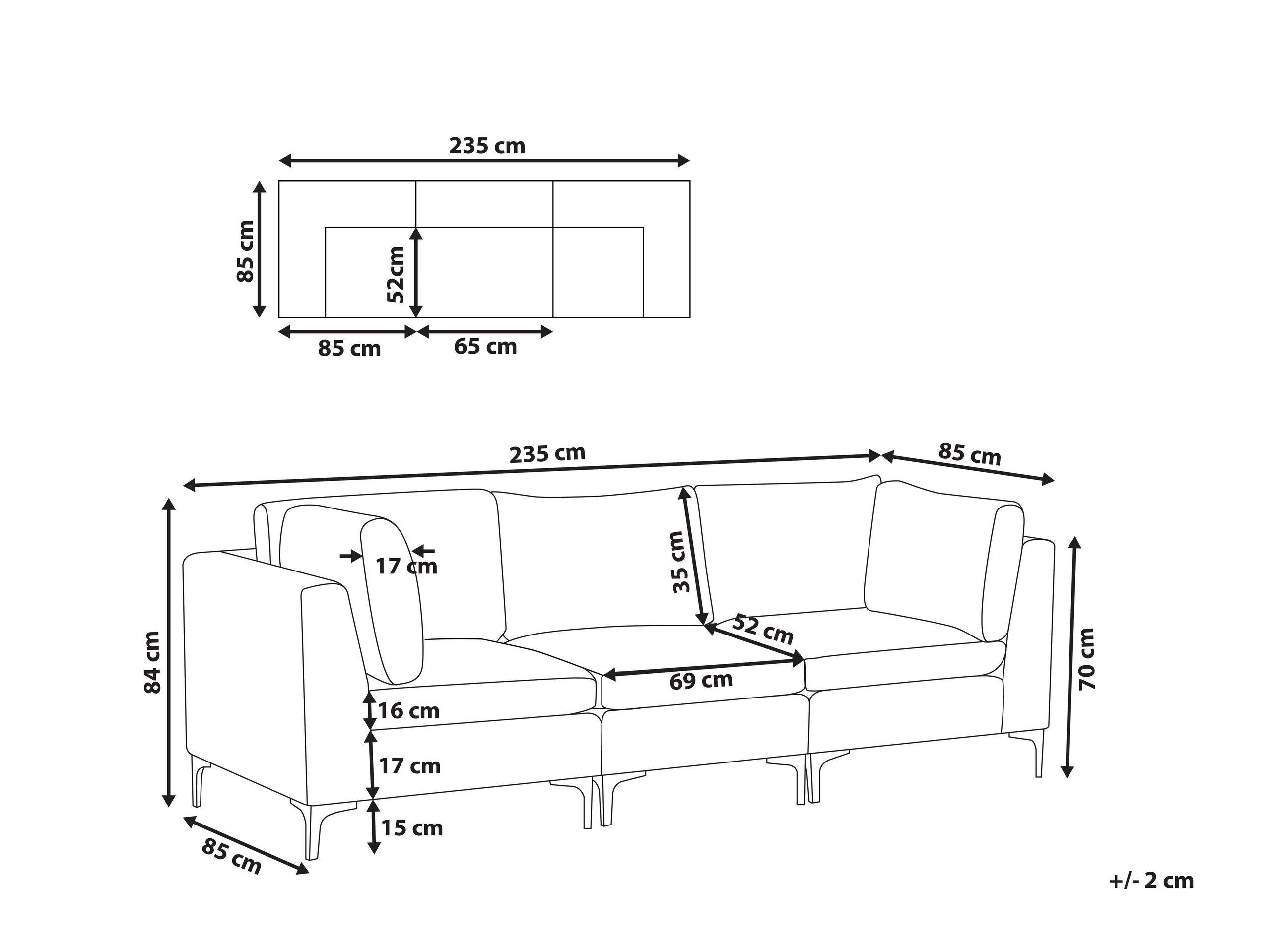 Beliani 3 Sitzer Sofa aus Samtstoff Modern EVJA  