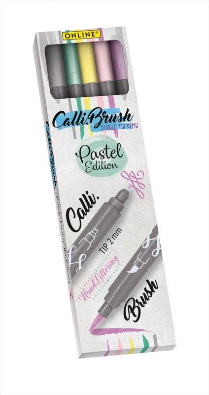 Image of ONLINE Callibrush Pen Double Tip 2mm Pastel 5 Stück ONLINE Callibrush Pen Double Tip 2mm Pastel 5 Stück