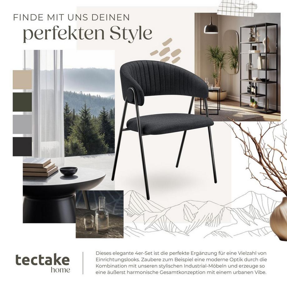 Tectake Armlehnstuhl Bedano Webstoff, gepolstert durchgehende Lehne in C-Form mit Steppmuster  