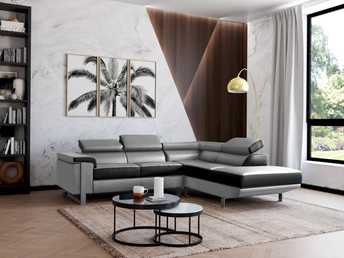 Vente-unique Ecksofa Leder MYSTIQUE Ecke Rechts  