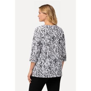 Ulla Popken  Shirt, Zahlenmuster, A-Linie, Rundhals, 3/4-Arm 