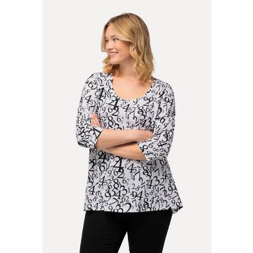 Shirt, Zahlenmuster, A-Linie, Rundhals, 3/4-Arm