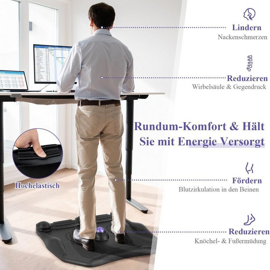 Northix  Anti-Ermüdungsmatte mit Massagepunkten & 360° Rollendem Massageball Stehmatte 