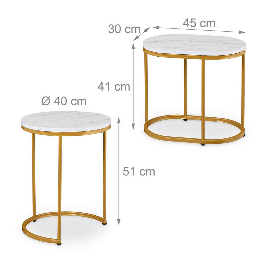 Northix Set di tavolini impilabili effetto marmo  