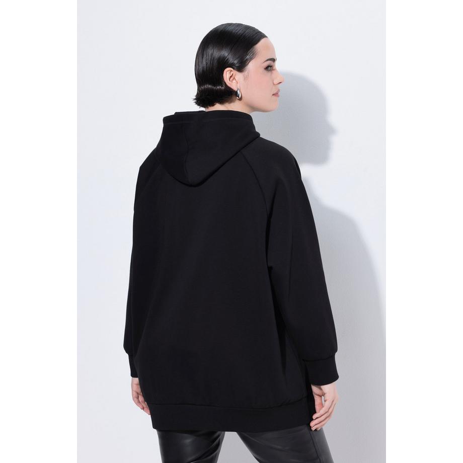 Ulla Popken Hoodie Black-Schriftzug oversized Kapuze  