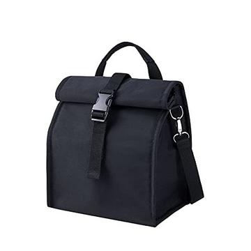 Sac Isotherme Petit Grand Sac à Lunch 10L Sac Isotherme à Rouleau Sac de Pique-Nique Petit Sac Isotherme Extensible pour Voyage, Travail, École, Voyage Transport de Nourriture, Noir