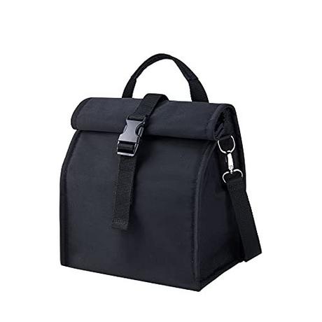 Only-bags.store Sac Isotherme Petit Grand Sac à Lunch 10L Sac Isotherme à Rouleau Sac de Pique-Nique Petit Sac Isotherme Extensible pour Voyage, Travail, École, Voyage Transport de Nourriture, Noir  