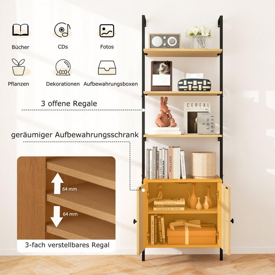 Northix Wandmontiertes 3-stöckiges Bücherregal  