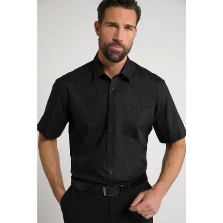 JP1880  Camicia da ufficio dalla vestibilità comoda in tessuto non-stiro con colletto ad apertura inglese e mezze maniche nero 