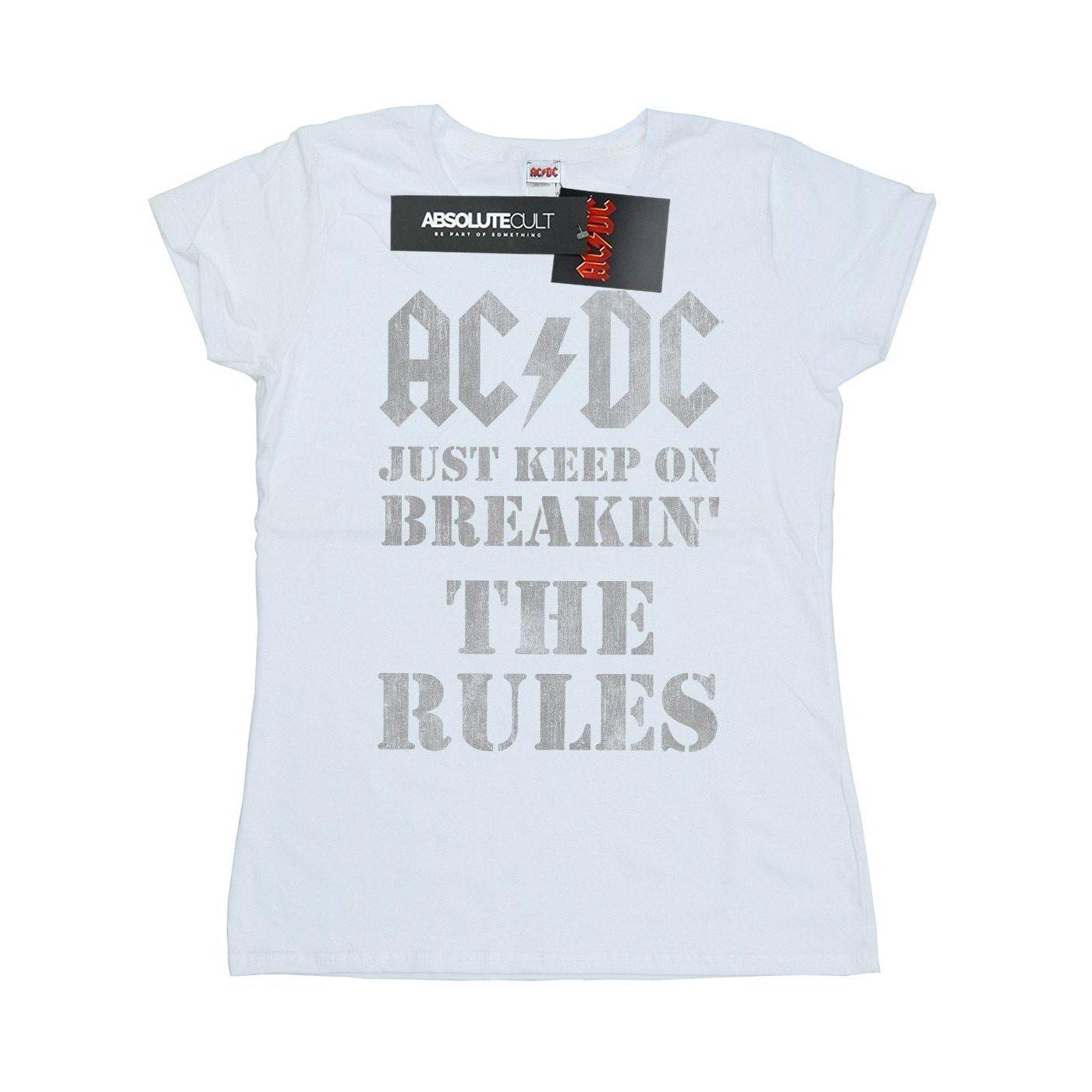 Image of Acdc Just Keep On Breaking The Rules Tshirt Damen Weiss XXL