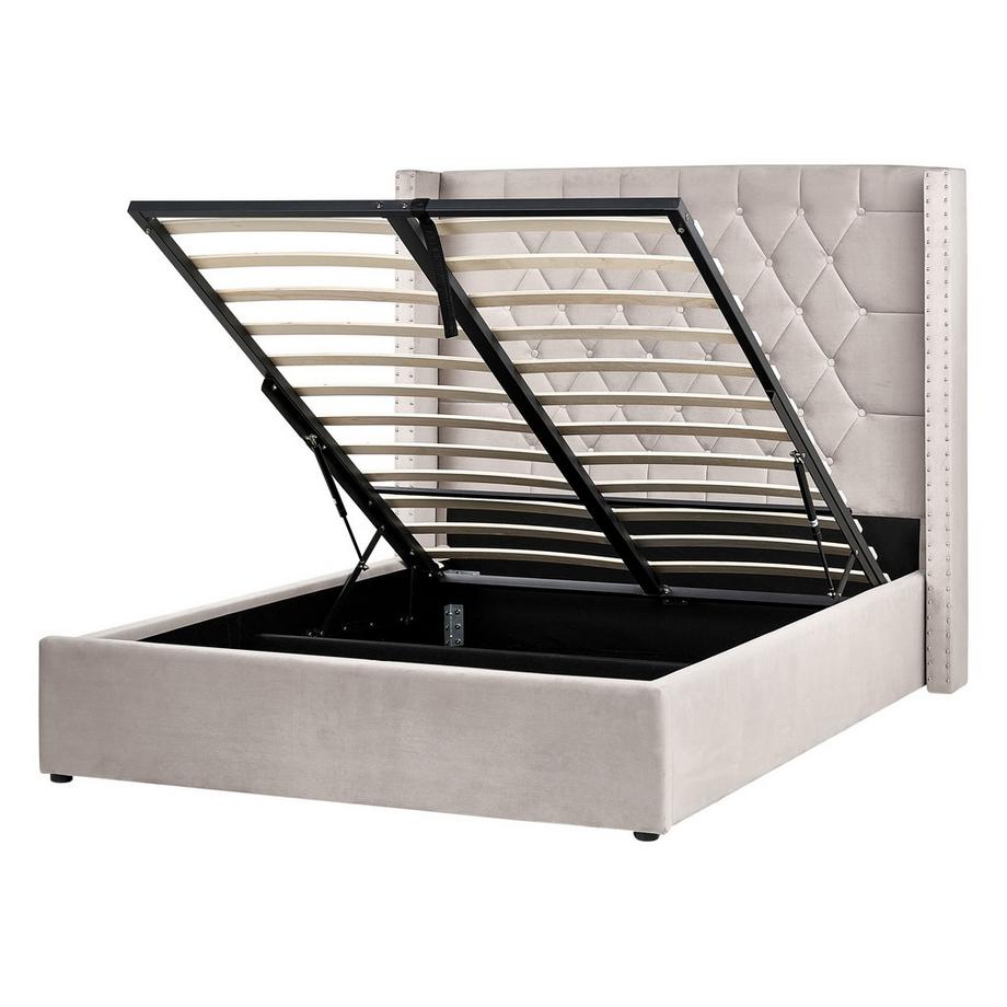 Beliani Lit ottoman en Velours Rétro LUBBON  