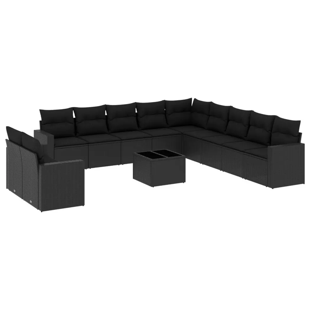 VidaXL - set divano da giardino Polirattan, One Size, Nero