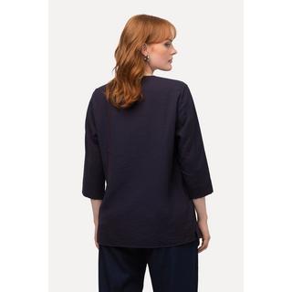 Ulla Popken  Bluse, Struktur, Oversized, V-Ausschnitt, 3/4-Arm 