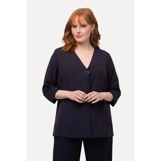 Ulla Popken  Blouse oversize à col en V et manches 3/4, matière texturée 