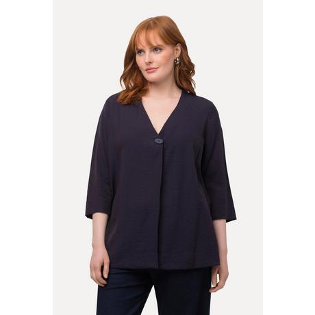 Ulla Popken  Blouse oversize à col en V et manches 3/4, matière texturée 