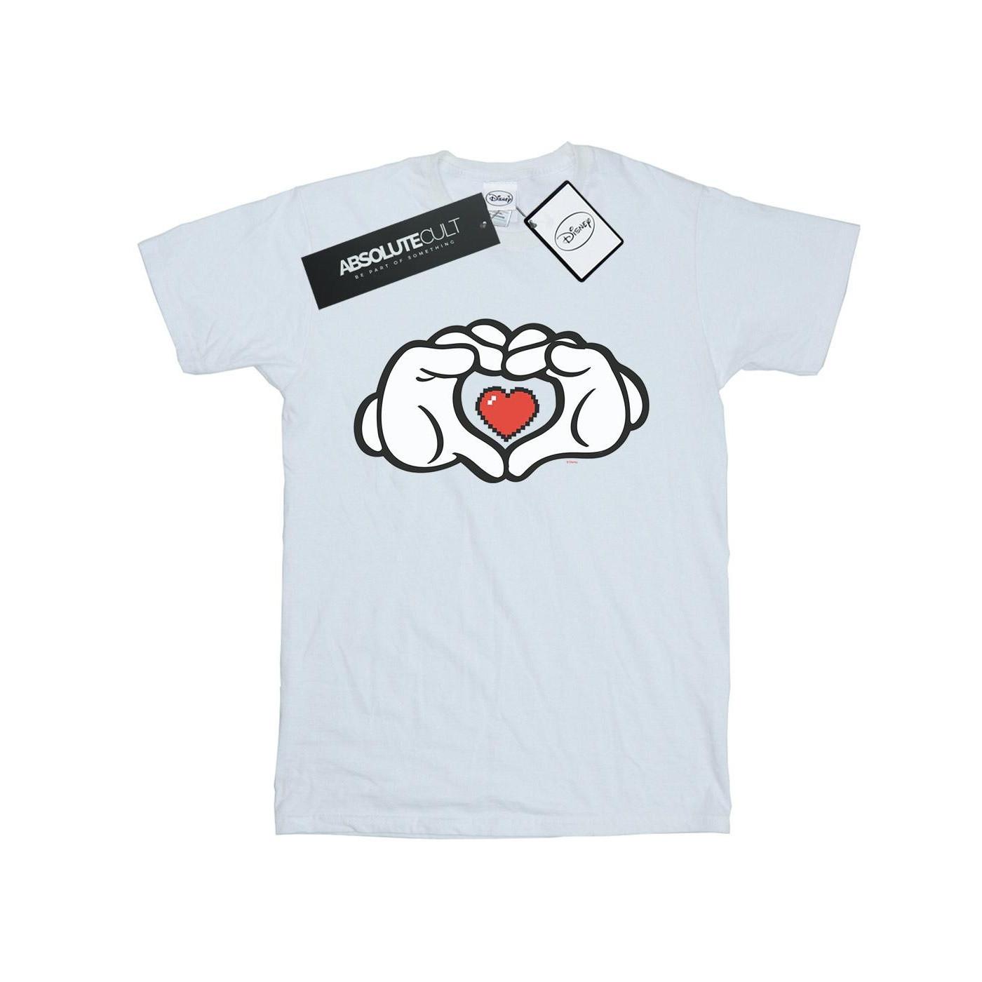 Image of Mickey Mouse Heart Hands Tshirt Unisex Weiss 152-158