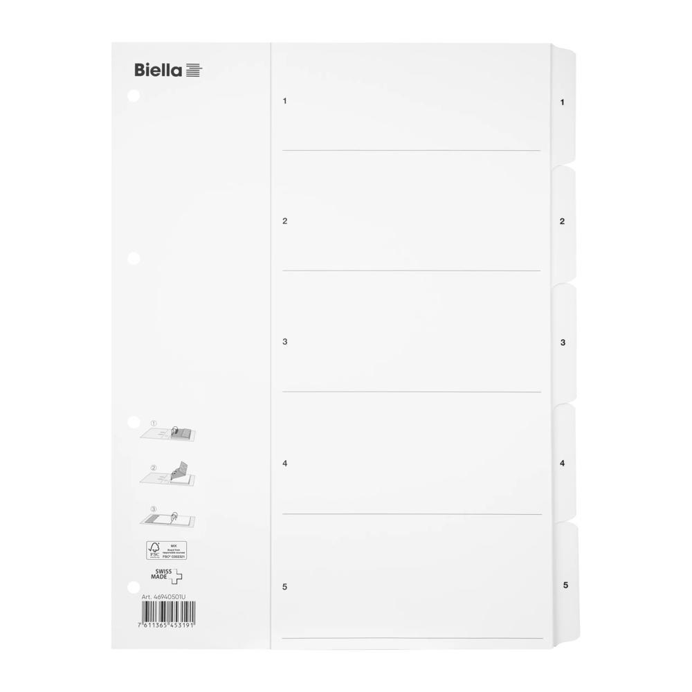Image of Kartonregister Smartindex, Teilung 1-5 - X 25 Unisex Weiss A4