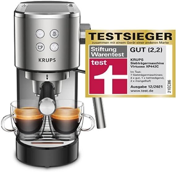 KRUPS XP442C Virtuoso Siebträgermaschine Espressomaschine mit Milchschaumdüse  