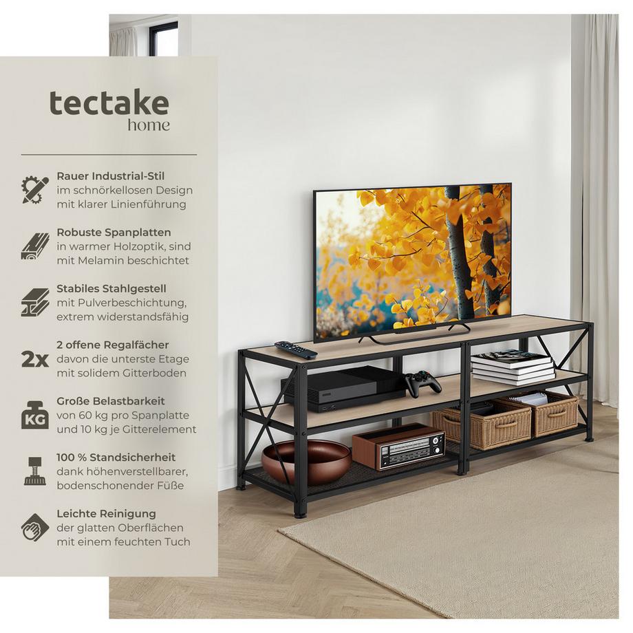 Tectake TV-Regal Indianapolis Industrial Style Holz und Stahl  