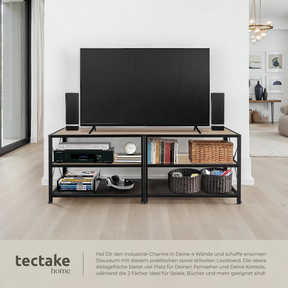 Tectake TV-Regal Indianapolis Industrial Style Holz und Stahl  
