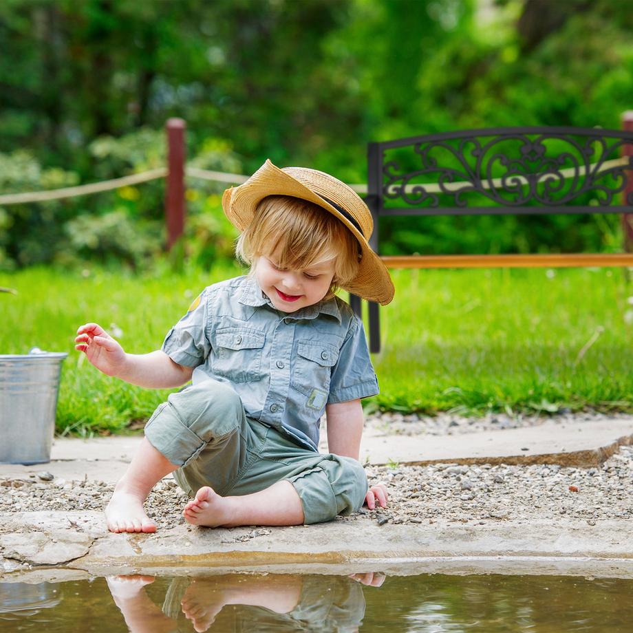 B2X Rustikale Gartenbank aus Metall und Holz  